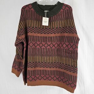 And The Why Red Orange Gray Knit Sweater Soft Women's Size M/L Cosby